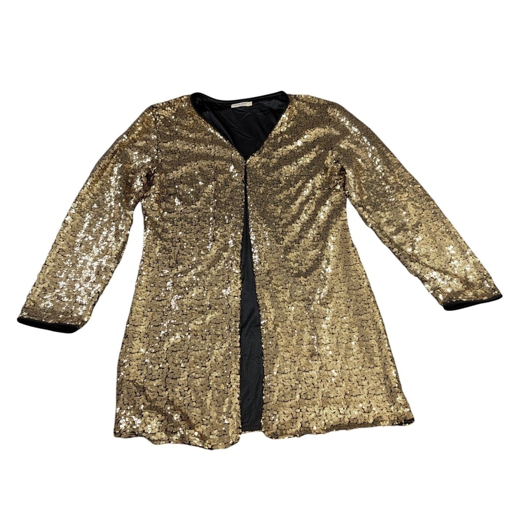Anna Kaci Sequin Jacket Topper Women XL Gold Party Cocktail Formal Evening Glam